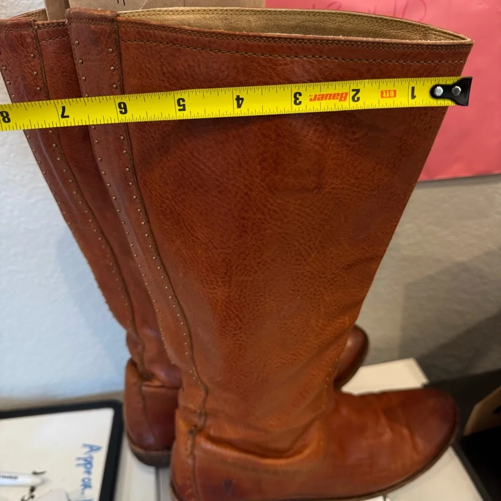 Frye Women's Tan Leather Over‎ the Knee Boots size 9B Vintage Western Boho